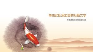 Yellow Carp Koi Chinese Wind PPT Background Picture