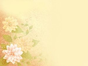 Yellow ancient painting style flower ppt background