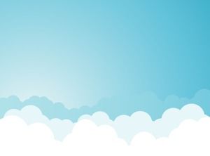 青い漫画青い空白い雲PPT背景画像