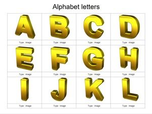 3D style English alphabet PPT template