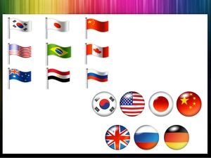 Ulusal bayrak simgesi infographics PPT şablonunun iki set