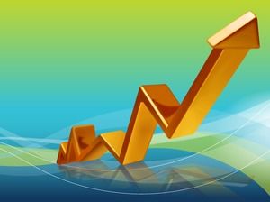 Verkaufsarbeitsbericht Aufwärtstrend Pfeil Hintergrund Diagramm PPT-Vorlage