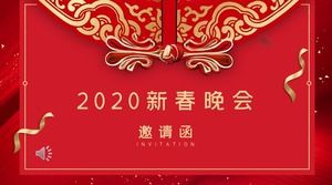 Modelo de PPT de carta de convite de festa de ano novo chinês