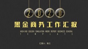 Translucent glass texture high-end black gold business report summary ppt template
