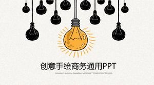 Creative ampoule peinte à la main photo principale style dessin animé rapport d'affaires modèle universel ppt