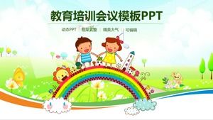 Cute cartoon style elementary education teaching plan ppt template