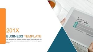 Flat simple practical geometric wind business report universal ppt template