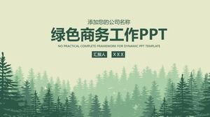 Flache Geschäftsberichtuniversal-ppt-Schablone des Vektorwaldhintergrundgrüns