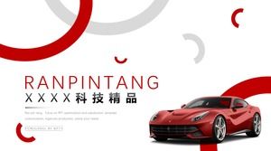 Esposizione di auto sportive e introduzione passione modello di stile rosso rivista stile ppt