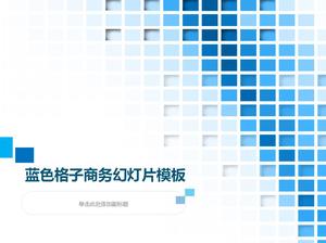 Business slide template on blue square lattice background