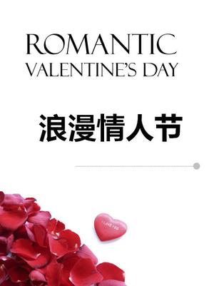 浪漫的情人节幻灯片模板与干净的玫瑰花瓣背景