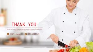 Beautiful chef cooking background healthy eating PPT template