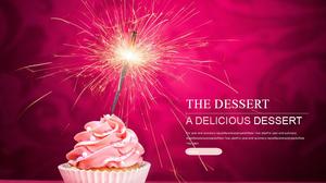 Gourmet PPT template for pink ice cream dessert background