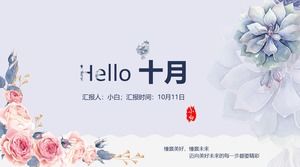 Elegancki elegancki kwiat prosty i prosty chiński szablon raportu roboczego podsumowanie ppt