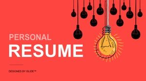 Light bulb creative main picture exquisite cartoon style business work summary report ppt template