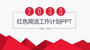 Red simple polygon background new year work plan ppt template