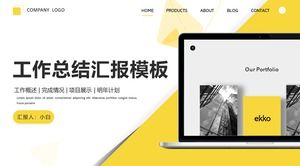 Yellow black and white flat fashion style work summary report ppt template