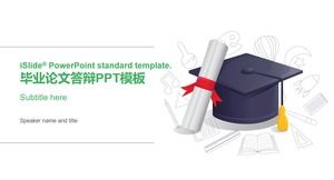 PhD hat graduation answer paper cartoon style thesis defense general ppt template