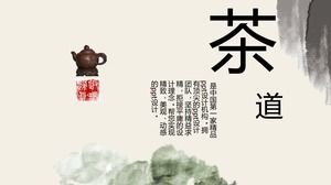 Ppt Schablone der chinesischen Art der Teezeremonie-Teekultureinführung