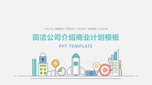 Pequeno foguete leva estilo plano e simples apresentação de empresa modelo de ppt de plano de negócios de apresentação