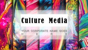 Inkjet splatter collision color oil painting style culture media company ppt template