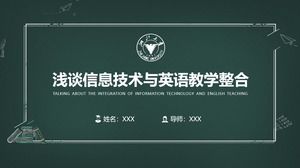 Tebeşir elle çizilmiş tahta arka plan Zhejiang Üniversitesi genel akademik mezuniyet tez savunma ppt şablonu