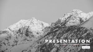 Set gray snow mountain big cover snow element black and white simple atmosphere flat work summary report ppt template