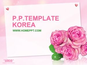 情人节的玫瑰和贺卡-情人节情人节PPT模板