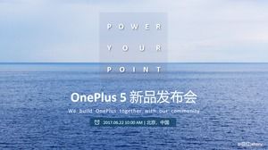 Minimalista alto OnePlus 5 OnePlus 5 novo produto Ppt modelo de lançamento