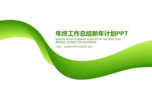 Green stereo tape creative environmental theme simple work summary ppt template