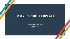 Line and rectangle creative cover four color flat work summary ppt template