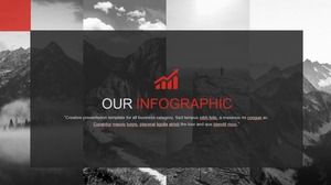 Gray puzzle creative cover red and black color flat graphic layout typography European and American business work report ppt template