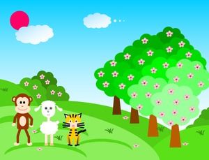 森林竞赛比赛手绘矢量卡通动物园六一儿童节ppt模板