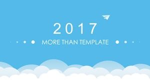 Paper airplane direction-vector cloud bright blue flat business ppt template