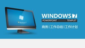 微软蓝色windows桌面主题简单扁平化工作总结报告ppt模板