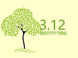 ppt 템플릿 신선하고 우아한 녹색 나무 심기 축제