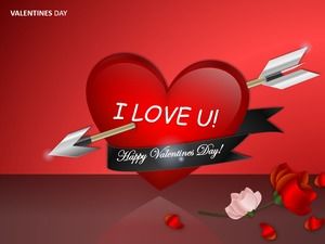 Czysty ppt narysuj strzałkę poprzez animację serca na Walentynki szablon ppt z życzeniami dla miłośników