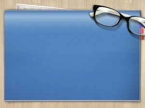 Wood grain desktop display glasses blue notepad fresh nostalgic style general business ppt template