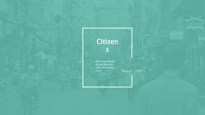 „Mały obywatel” - cyan minimalistyczny styl interfejsu użytkownika wykwintny mały świeży szablon ppt