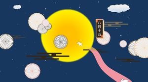 White rabbit jumping the moon-company thank new and old customers Mid-Autumn Festival blessing ppt template