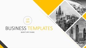 Plantilla de ppt de negocios práctico resumen de informe de trabajo simple de moda de color gris y amarillo