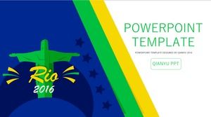 シンプルで新鮮で活気のある2016 Rio OlympicsテーマPPTテンプレート