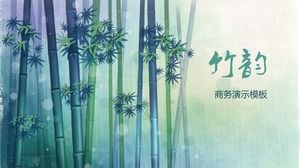 Modèle de ppt dynamique de présentation de rapport d'affaires récapitulatif et magnifique de rime de bambou d'été