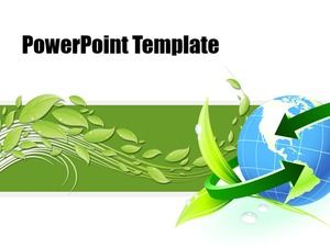 Fresh green leaves protect the earth environmental protection theme ppt template