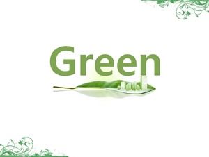 绿叶上的高层建筑-绿色现代城市环保主题ppt模板