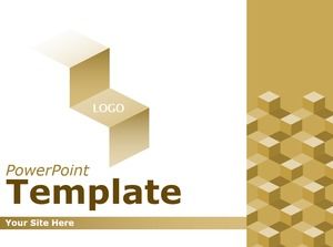 Ruang akal tiga dimensi kotak kreatif ppt template bisnis emas minimalis