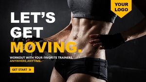 Bodybuilding weight loss atmosphere black and yellow sports theme ppt template
