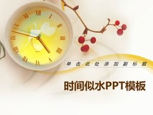 Cup of tea clock-time is like water business ppt template
