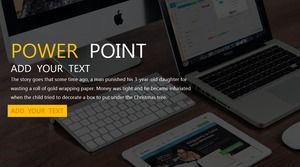 Simple flat trend black yellow business summary ppt template