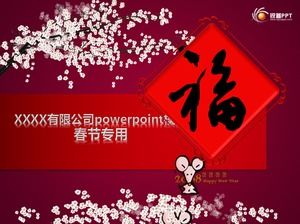 Çin yeni yıl tebrik kartı yeni yıl animasyon ppt şablonu